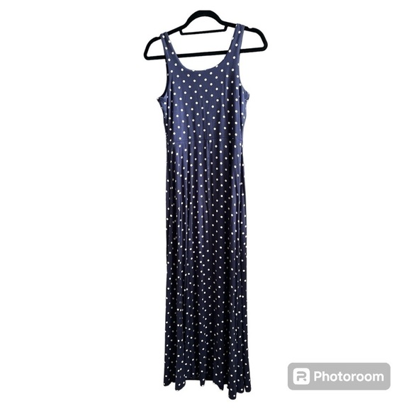 Old Navy navy blue white polka dot maxi dress size Small - Picture 4 of 4